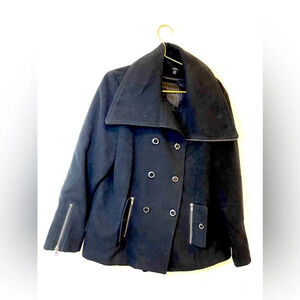 Mystree Peacoat Style Black Doublebreasted Coat